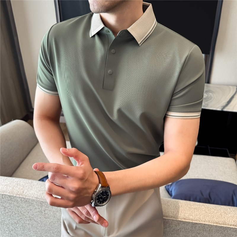 メンズ用ハイストレッチ半袖ポロシャツ 夏用アイスシルク 軽く - Summer Light Clothing のレビューと価格