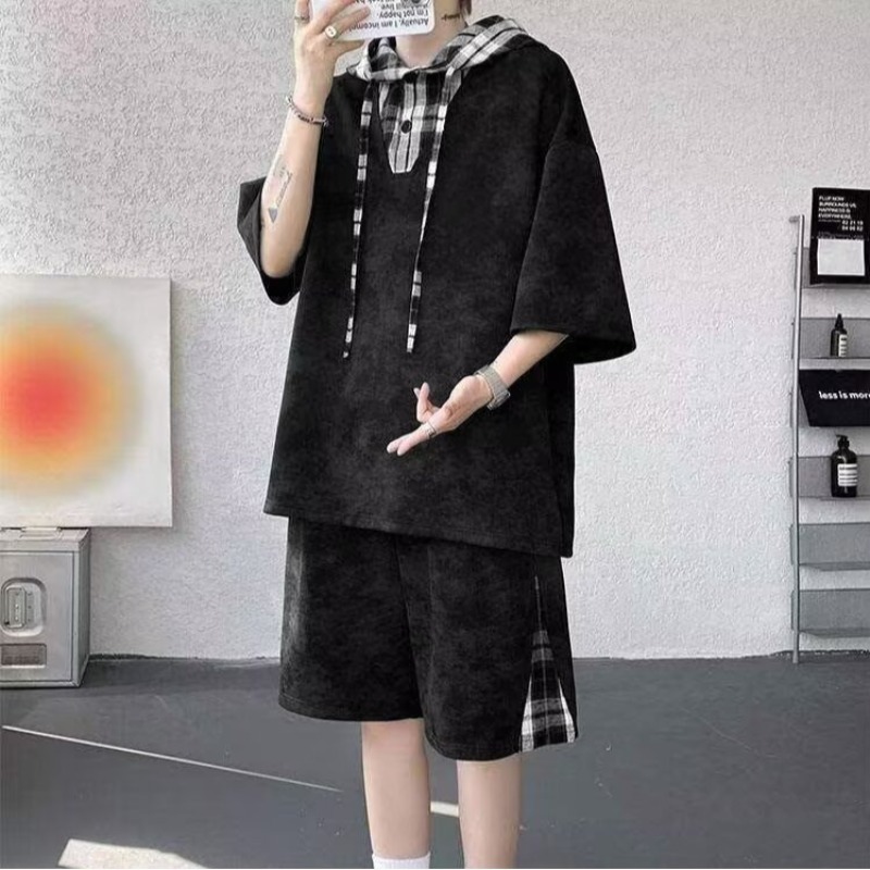 M-8XL プラスサイズ紳士服半袖フード付き T シャツ + - Summer Clothing Plus のレビューと価格