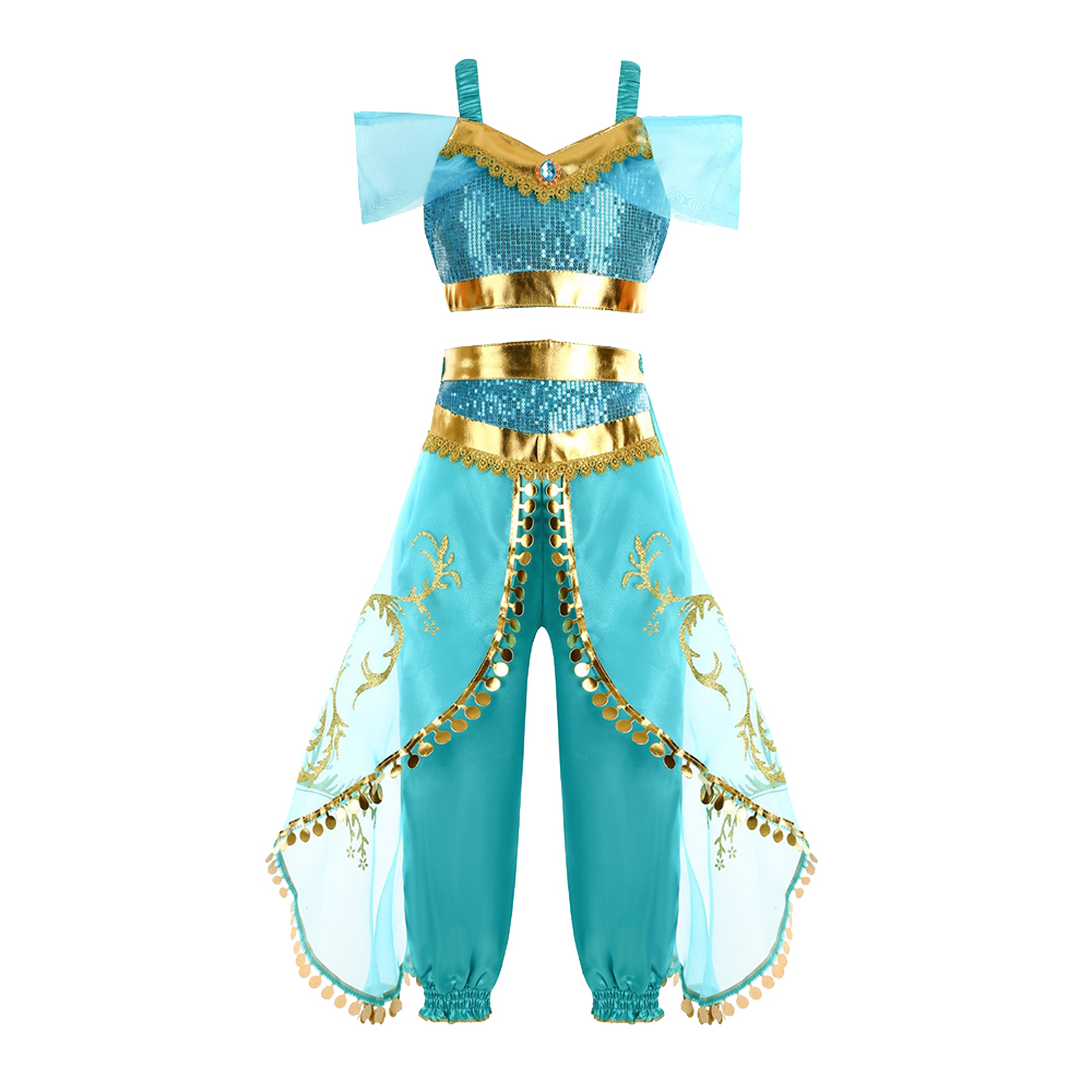 女の子用ジャスミンファンタジーコスチュームアラビアンプリンセ - Summer Clothing For Kids Girls のレビューと価格