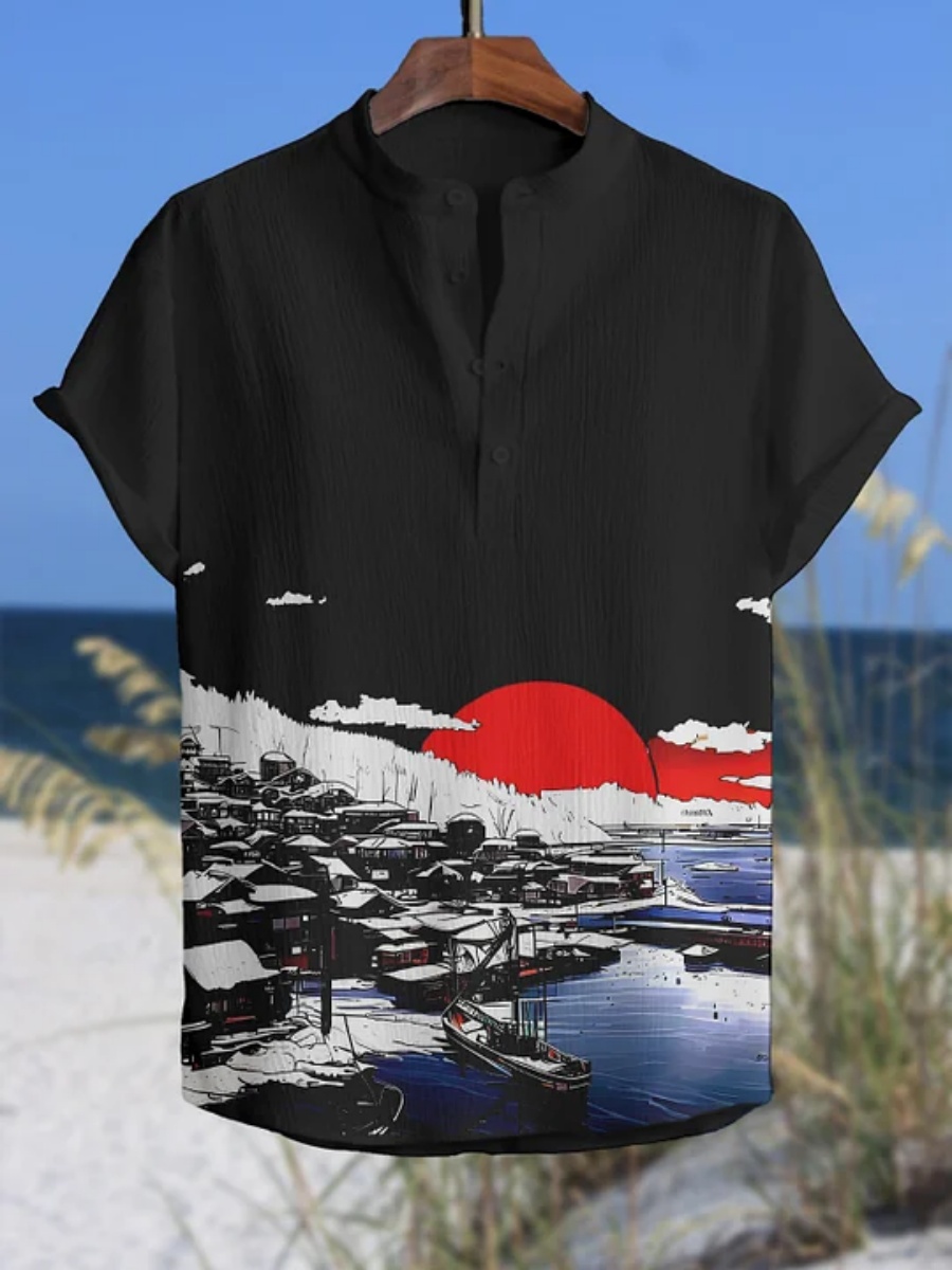 メンズポロシャツ タコプリント 半袖ポロシャツ 夏ファッショ - Summer Clothing Men Linen のレビューと価格