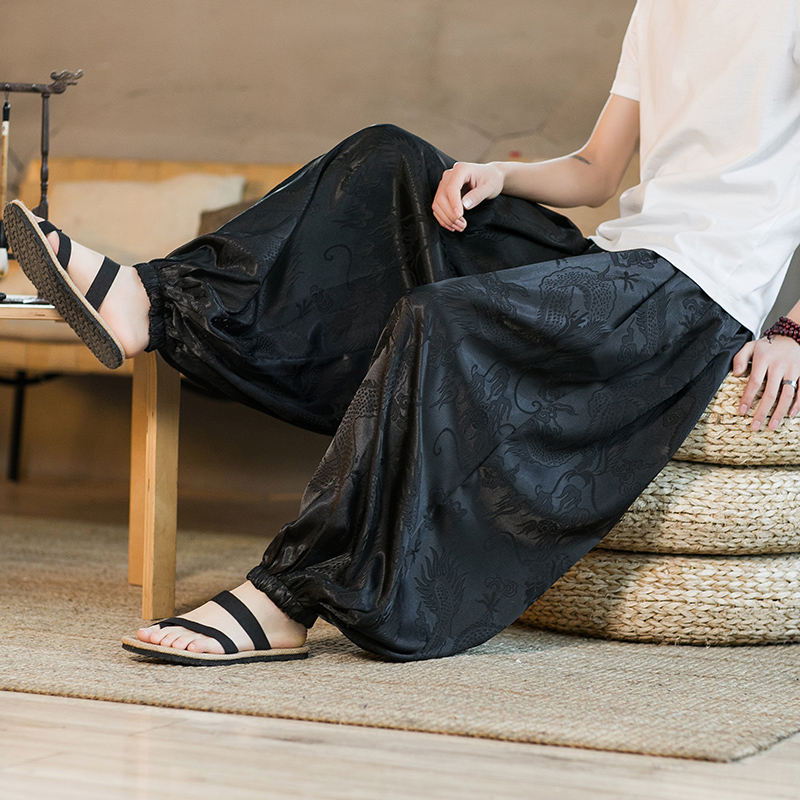 メンズハルンパンツ 夏用アイスシルク 軽量薄手 ワイドレッグ - Summer Light Clothing のレビューと価格