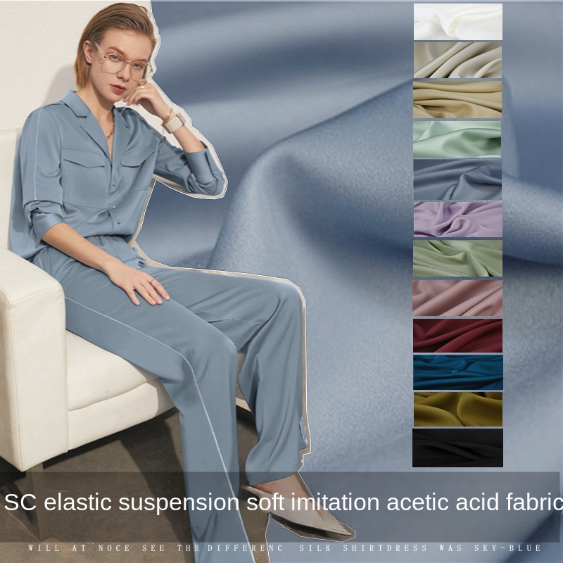 模造酢酸繊維生地 ソリッドマットサテン ドレスパンツ衣類用  - Summer Clothing Material のレビューと価格
