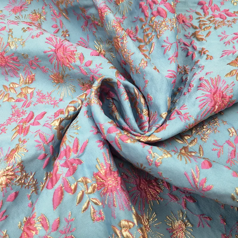 ブロンズジャカードブロケードポリエステル生地,ドレス,コスチ - Summer Clothing Material のレビューと価格