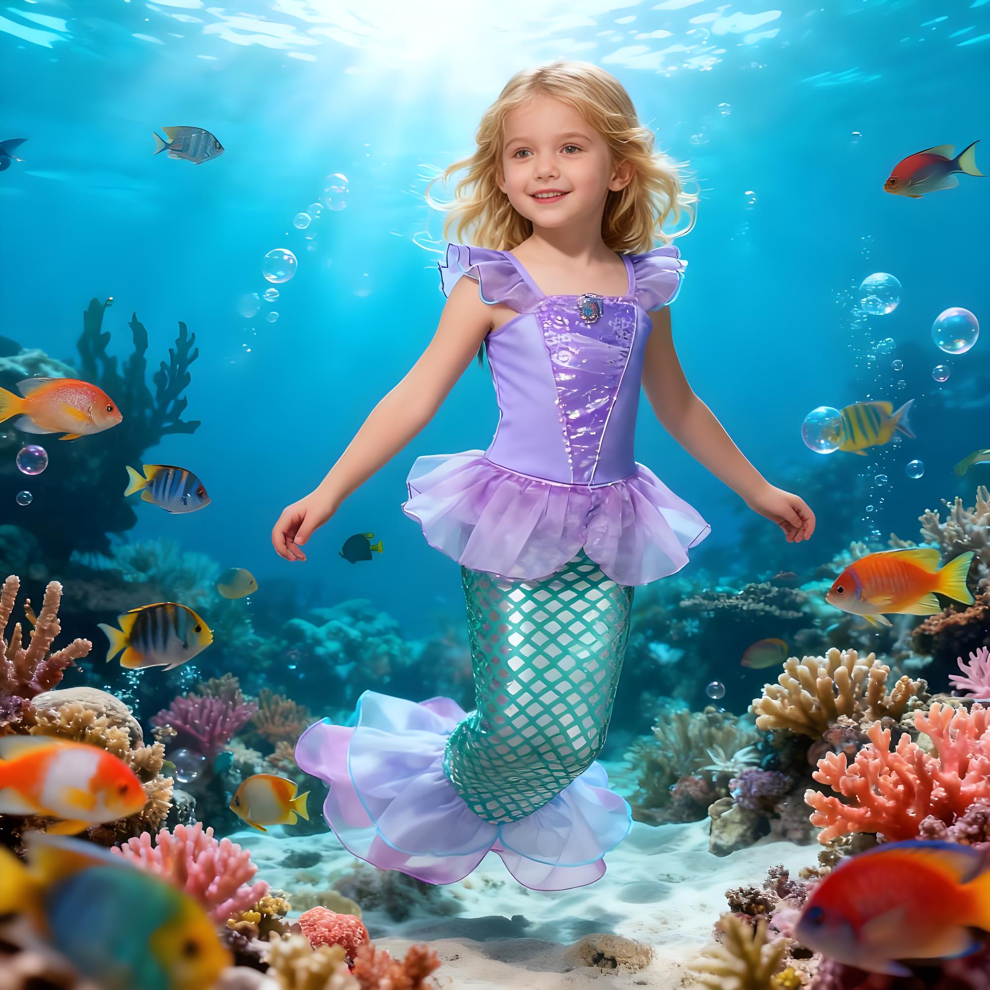 夏マーメイド誕生日パーティードレス女の子かわいい衣装カーニバ - Summer Clothing For Kids Girls のレビューと価格