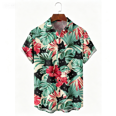 おしゃれなハワイアンホリデービーチフラワーキャットシャツ20 - Summer Clothing Holiday のレビューと価格
