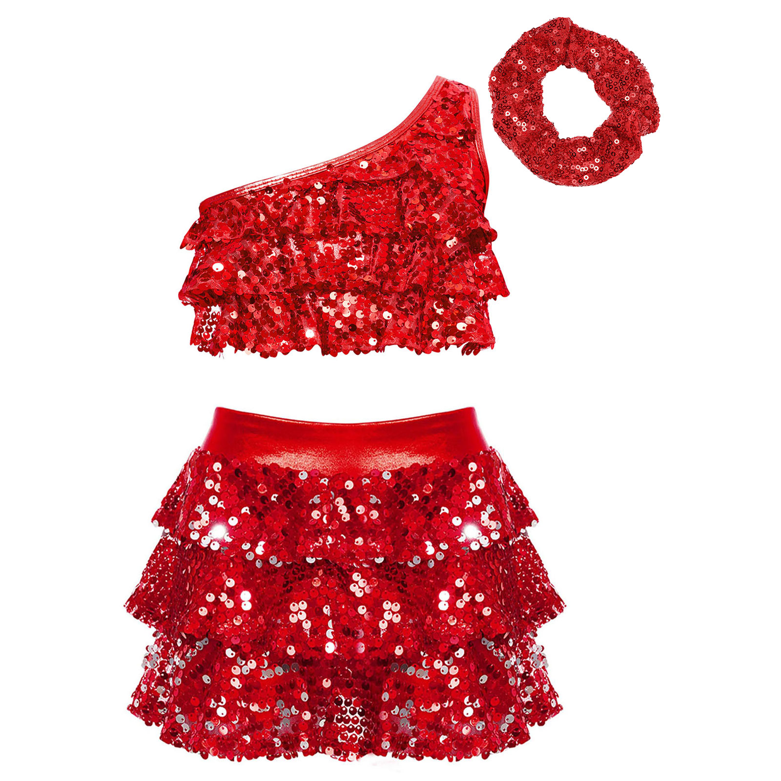 キッズガールズ光沢のあるスパンコールラテンジャズダンス衣装パ - Summer Clothing For Kids Girls のレビューと価格