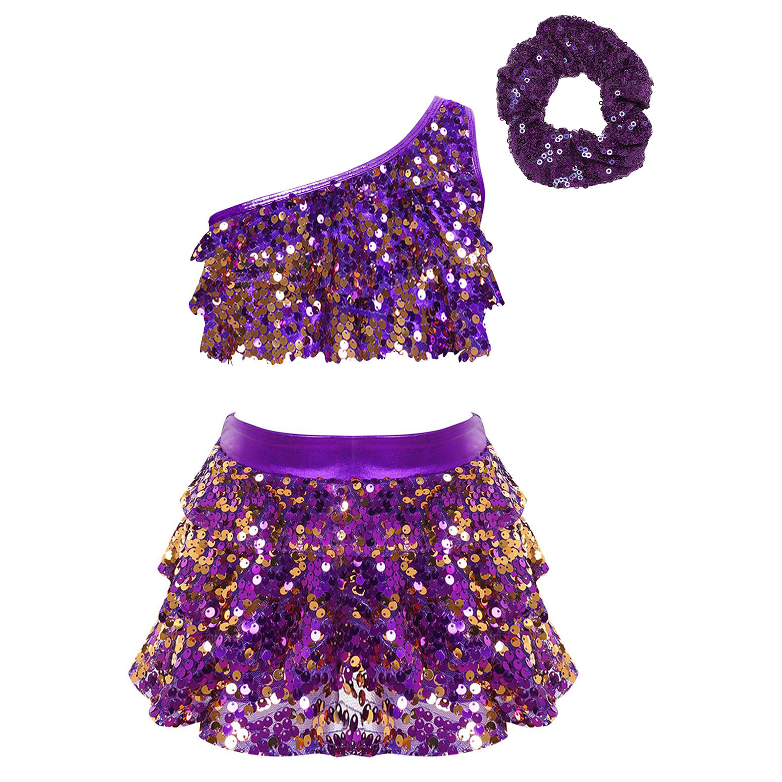 キッズガールズ光沢のあるスパンコールラテンジャズダンス衣装パ - Summer Clothing For Kids Girls のレビューと価格