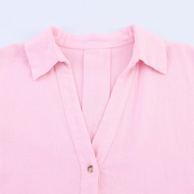 HipSeam ワイドスリーブシャツ女性春非対称裾ボタン女性 - Tie Front Shirt のレビューと価格